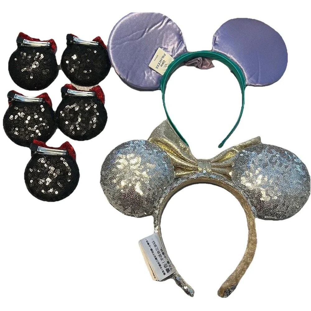 Disney Parks Cinderella Castle Ariel Little Mermaid Ear Headbands Clips Lot